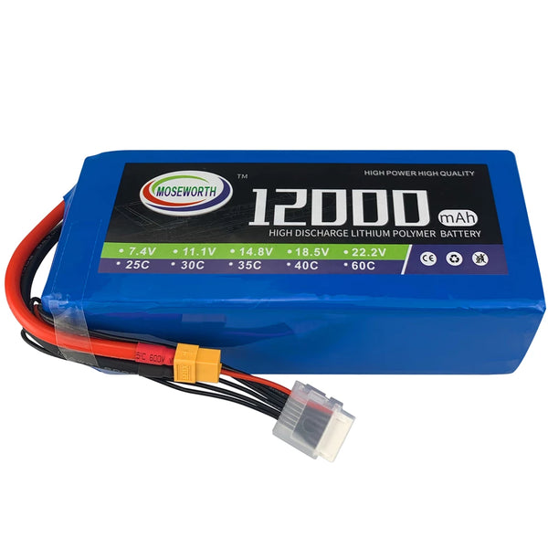 11.1V (12.6V) 3S 12000mAh LiPo Battery Pack RC Cars Bait Boat Drone Ai ...